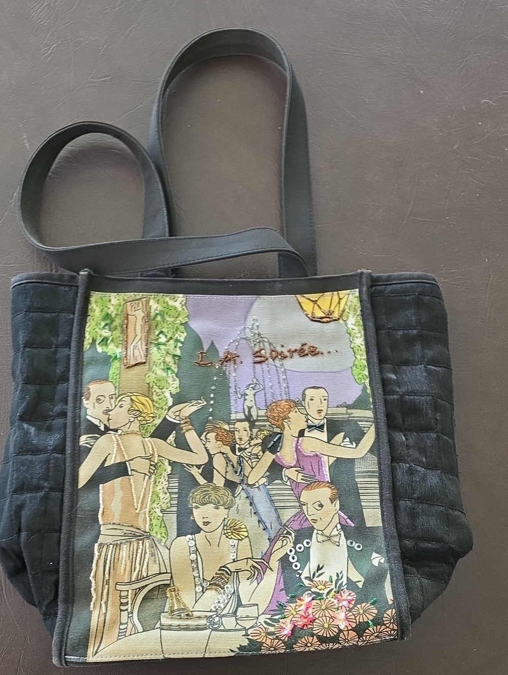 Black Tote with Colorful Vintage Ballroom Art